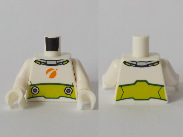 Torso Spacesuit with Lime Wide Belt Pattern / White Arms / White Hands