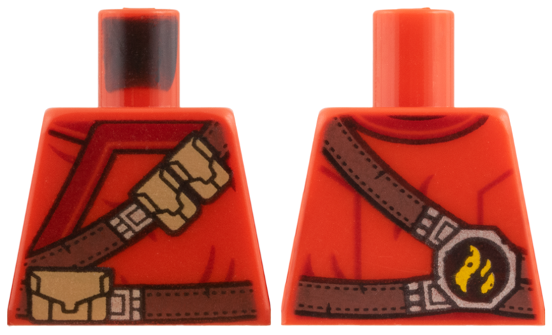 Torso Ninjago Robe with Brown Webbing, Silver Buckles, Pouches and Tornado Pattern