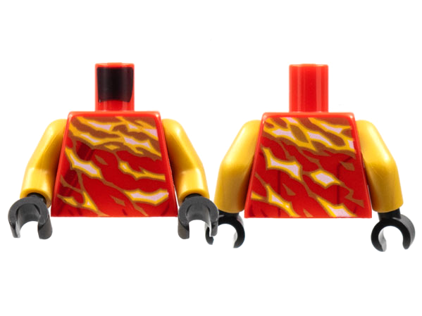 Torso Ninjago Robe with Pearl Gold Tornado Flashings Pattern / Pearl Gold Arms / Black Hands