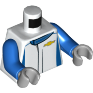 Torso Speed Champions Jumpsuit with Blue Markings and Chevrolet Logo Pattern / Blue Arms / Light Bluish Gray Hands