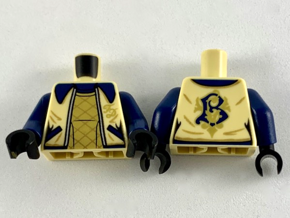 Torso Female Jacket with Dark Blue Collar, Gold 'FD' and Shirt Diagonal Stripes Pattern / Dark Blue Arms / Black Hands