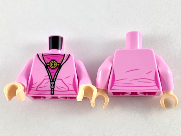 Torso Female Jacket, Dark Pink Shirt, Gold Time Turner Necklace and Silver Zipper Pattern / Bright Pink Arms / Light Nougat Hands