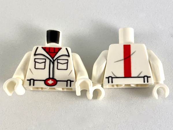 Torso Shirt with Pockets and Wide Collar over Red Undershirt, Belt with Maple Leaf Buckle Pattern / White Arms / White Hands