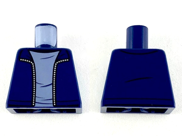 Torso Jacket with Silver Zipper and Sand Blue Shirt Pattern