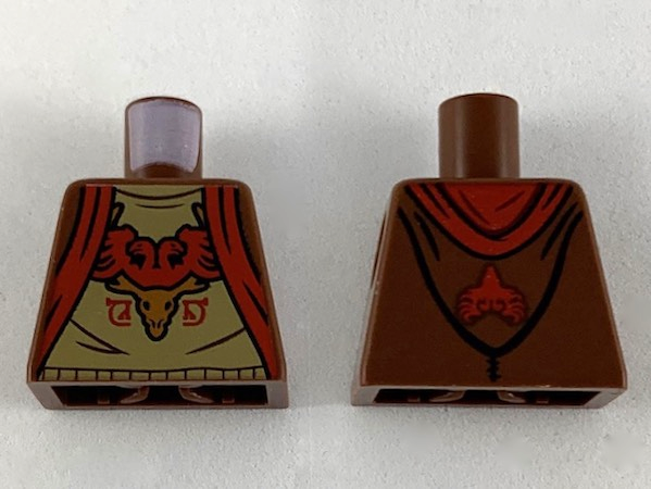 Torso Hoodie with Red Trim, Dark Tan Shirt with Red and Medium Nougat Durmstrang Crest Pattern