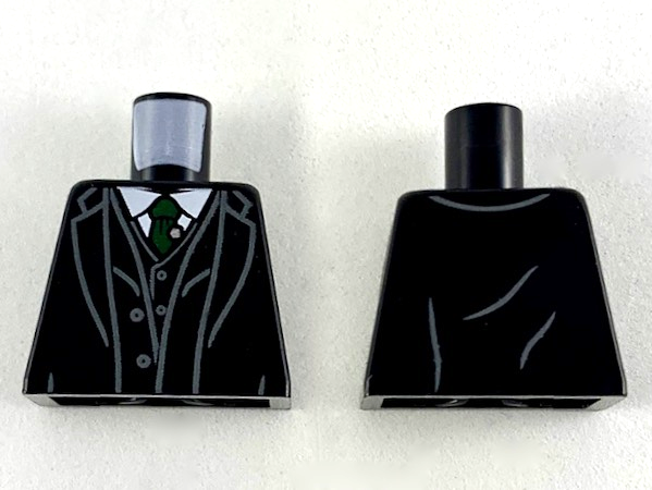 Torso Suit with Vest, White Shirt and Dark Green Tie with Silver Pin Pattern