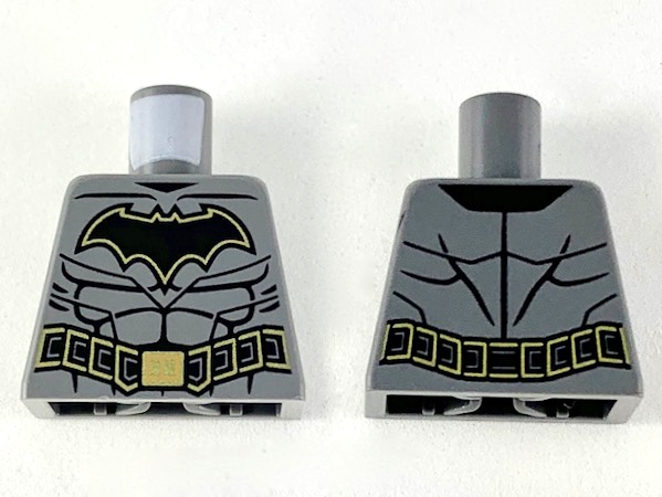 Torso Batman Black Bat with Gold Outline, Black Muscles Outline, Black Belt with Gold Buckle and Borders Pattern