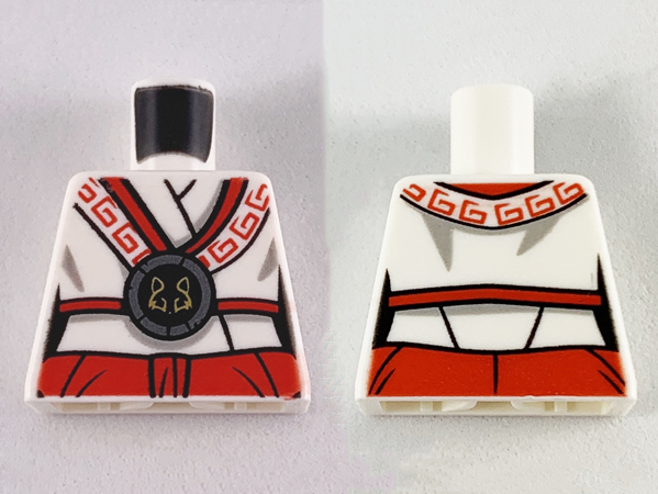 Torso Ninjago Robe with Black and Red Trim with Black Emblem and Wolf Pattern