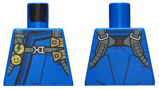 Torso Ninjago Robe with Dark Blue Hem and Dark Bluish Gray Harness Pattern