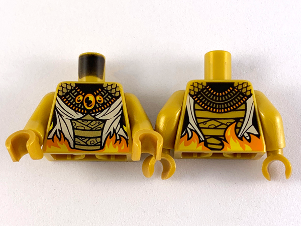 Torso Armor, Gold Scales, Orange and Yellow Trim, Tan Wrappings and Fire at Waist Pattern / Pearl Gold Arms / Pearl Gold Hands