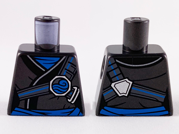 Torso Female Ninjago Robe, Black Hem, Dark Azure Scarf, Sash and Trim Pattern
