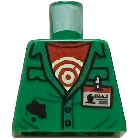 Torso Coveralls with Pockets, Red Undershirt with Circles, Silver 'DIAZ' ID Badge, Black Splotch Pattern