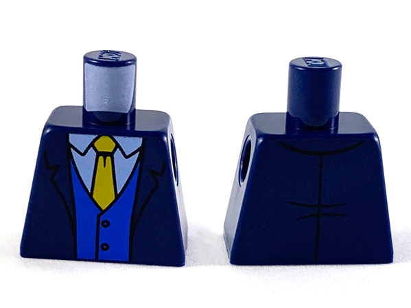 Torso Suit Jacket, White Shirt, Yellow Tie and Blue Vest Pattern