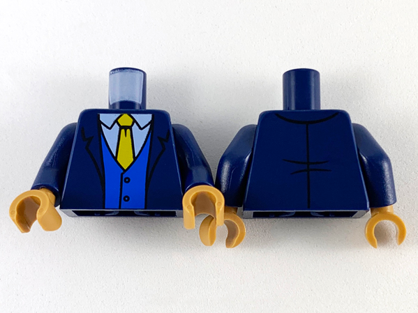 Torso Suit Jacket, White Shirt, Yellow Tie and Blue Vest Pattern / Dark Blue Arms / Medium Nougat Hands