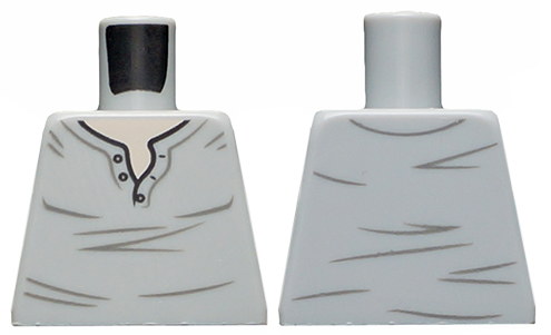 Torso Henley Shirt with Open Collar and Dark Bluish Gray Creases, Light Nougat Neck Pattern