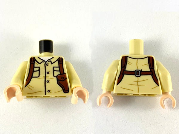 Torso Button Up Shirt with Pockets and Reddish Brown Shoulder Holster Pattern / Tan Arms / Light Nougat Hands