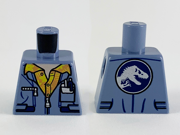 Torso Jacket with Silver Zippers, Nougat Shirt with Yellow Flowers and Jurassic World Logo on Back Pattern