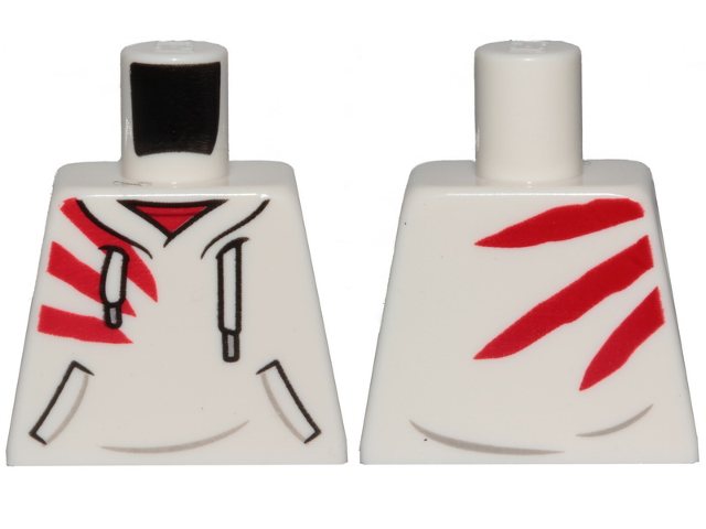 Torso Hoodie with White Laces, Red Stripes and Pockets Pattern