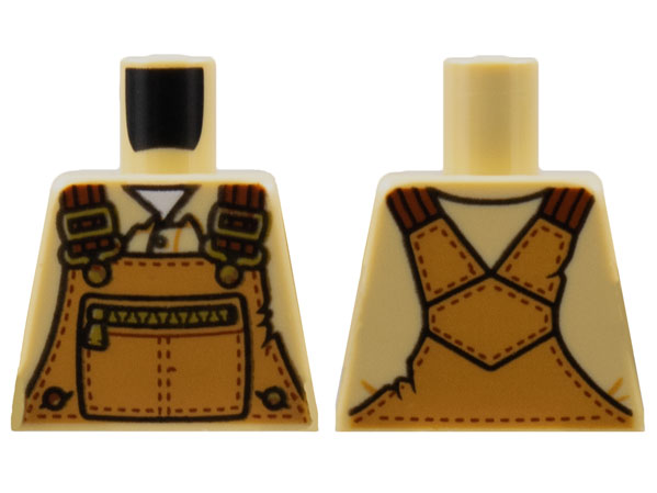 Torso Medium Nougat Overalls, White Undershirt and Zippered Pocket Pattern