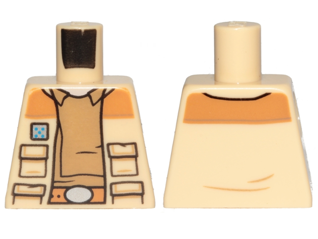 Torso SW Jacket Open with Pockets, Dark Tan Shirt with Collar, Medium Nougat Belt, Small Rank Badge Pattern