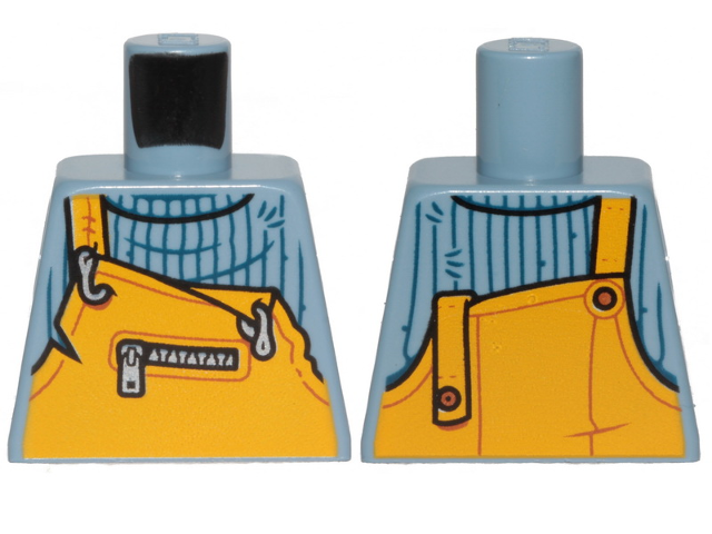 Torso Turtleneck Sweater with Bright Light Orange Overalls and Zippered Breast Pocket Pattern