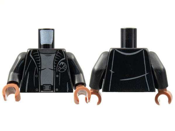 Torso Black Trench Coat with Gray Shirt, Silver Buttons and SHIELD Badge Pattern / Black Arms / Reddish Brown Hands