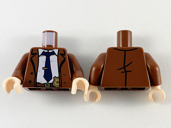 Torso Overcoat, White Shirt, Dark Blue Tie, Gold Tie Clip and Badge Pattern / Reddish Brown Arms / Light Nougat Hands