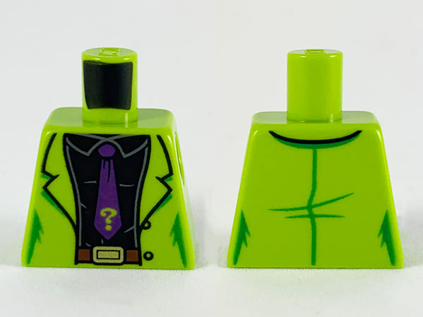 Torso Jacket, Black Shirt and Dark Purple Tie with Lime Question Mark Pattern