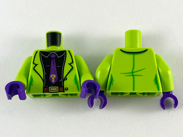 Torso Jacket, Black Shirt and Dark Purple Tie with Lime Question Mark Pattern / Lime Arms / Dark Purple Hands