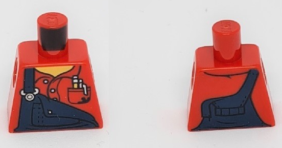 Torso Dark Blue Overalls, Shirt, Pocket with Pen and Pencil Pattern