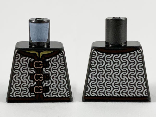 Torso Silver Chain Mail with Dark Brown Hem and Copper Clasps Pattern