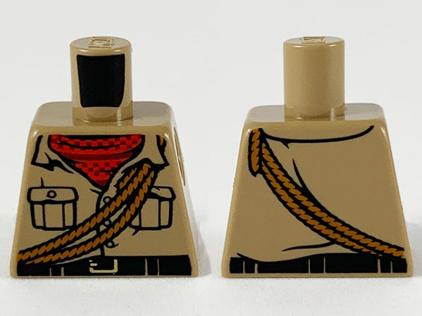 Torso Shirt with Buttons and Pockets, Black Belt with Gold Buckle, Red Neckerchief with Dark Red Dots, Medium Nougat Ropes Pattern