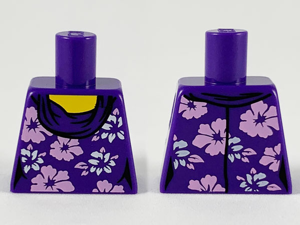 Torso Female with White and Lavender Flowers Pattern