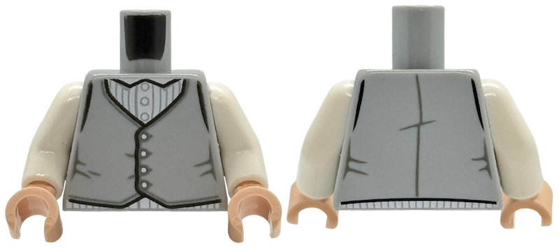 Torso Vest with Buttons over White Shirt with Pinstripes Pattern / White Arms / Light Nougat Hands