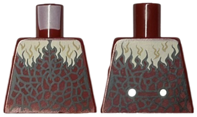 Torso Female Coat with Tan Shaggy Fur Collar and Black Animal Scales / Cracks Pattern