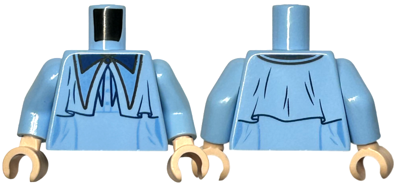 Torso Female Coat with Capelet and Dark Blue and Medium Blue Pointed Collars Pattern / Bright Light Blue Arms / Light Nougat Hands