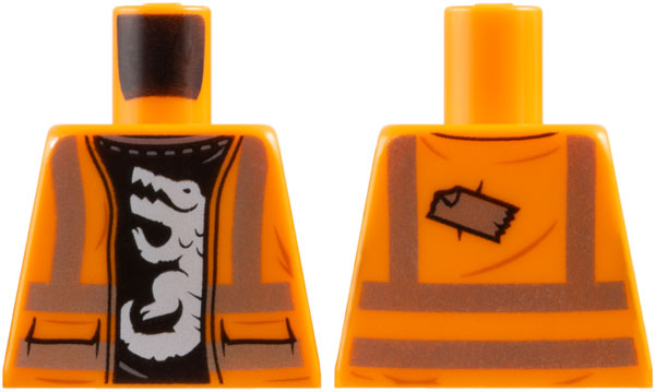 Torso Safety Vest with Silver Reflective Stripes and Black Shirt with White Alligator / Crocodile Pattern