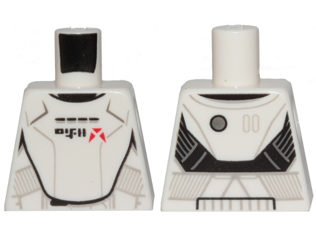 Torso SW Armor Jet Trooper with Black Alien Characters and Red Markings Pattern