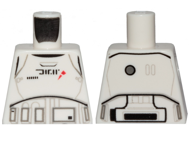 Torso SW Armor Treadspeeder Driver with Black Alien Characters and Red Markings Pattern