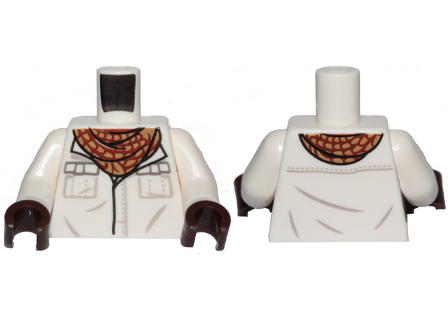 Torso Shirt, Dark Tan and Dark Red Neckerchief Pattern / White Arms / Dark Brown Hands