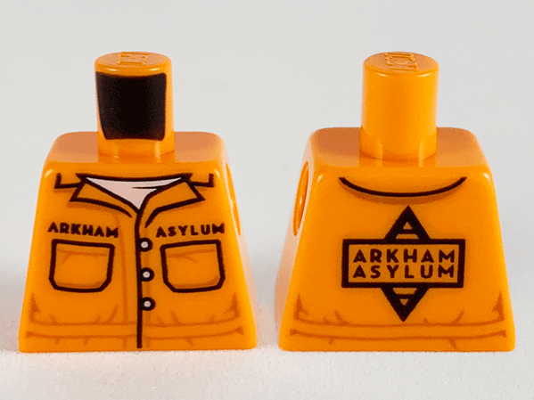 Torso Prison Jumpsuit, White Undershirt, Black 'ARKHAM ASYLUM' Front and Back Pattern