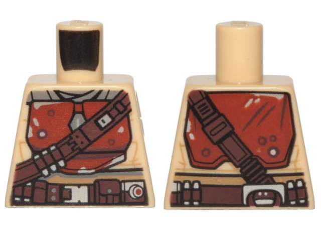 Torso SW Mandalorian Armor Dark Orange Plates with Dark Brown Bandolier and Utility Belt Pattern (Din Djarin)