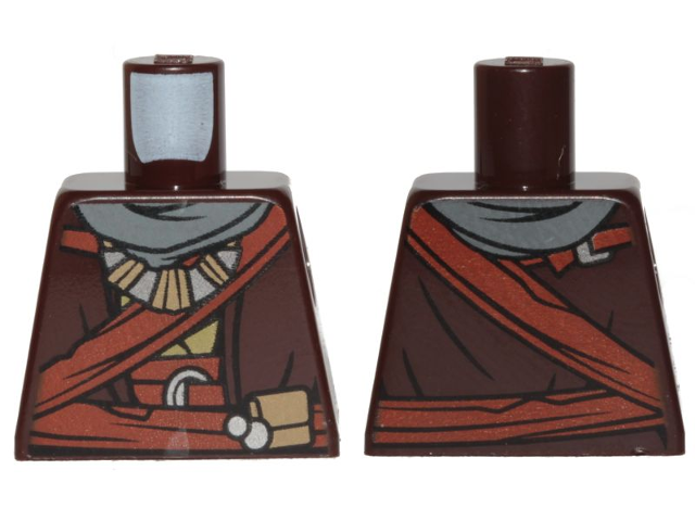 Torso SW Robe, Dark Tan Undershirt, Reddish Brown Sash, Dark Bluish Gray Scarf and Necklace Pattern