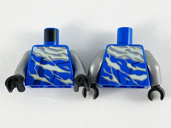 Torso Tunic with Silver, White and Yellowish Green Electricity Pattern / Flat Silver Arms / Black Hands