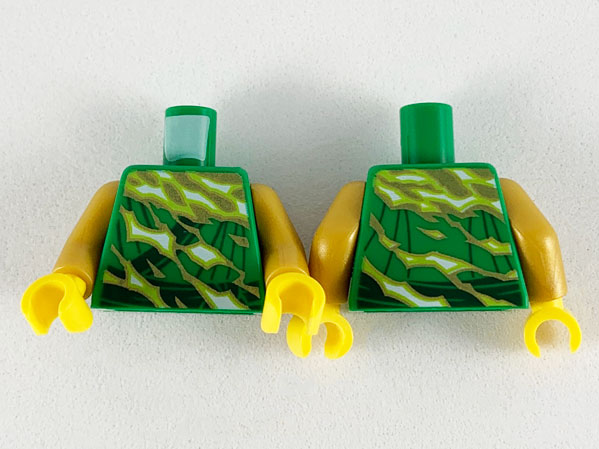 Torso Tunic with Gold, Yellowish Green and White Electricity Pattern / Pearl Gold Arms / Yellow Hands