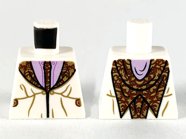 Torso Robe with Reddish Brown and Dark Tan Tie and Lapels, Lavender Shirt Pattern