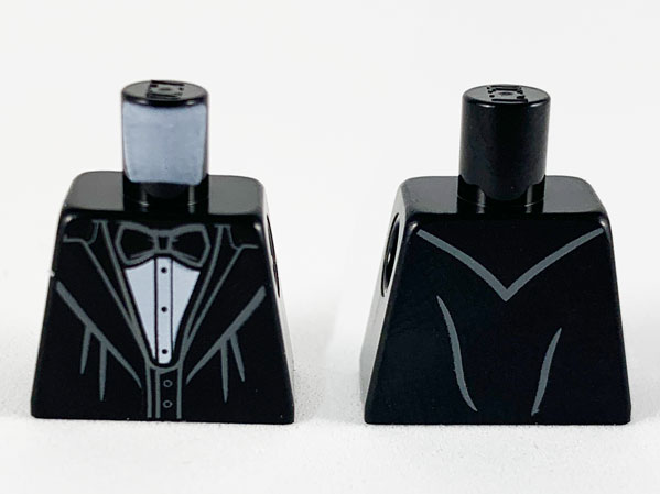 Torso Jacket with Wide Lapels, White Shirt with Black Bow Tie and Vest Pattern