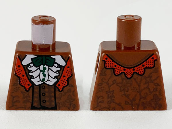 Torso Robe and Vest with Red Lapel, White Ruffled Shirt and Dark Green Bow Tie Pattern