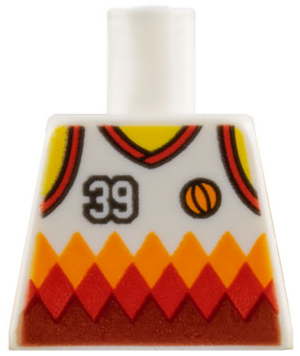 Torso Basketball Jersey Tank Top with '39' and Orange and Red Diamonds, Yellow Neck and Shoulders Pattern