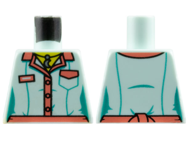 Torso Female Blouse, Dark Pink Collar and Trim and Silver Moon Necklace Pattern